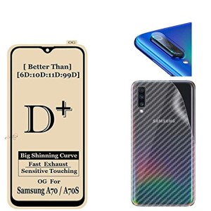 Bouclier® [3 in 1] 9H Full Tempered Glass + Clear Transparent Skin + Camera Lens Protector For Samsung Galaxy A70s