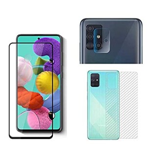 Bouclier® [3 in 1] 9H Full Tempered Glass + Clear Transparent Skin + Camera Lens Protector For Samsung Galaxy A71