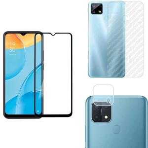 Bouclier® [3 in 1] 9H Full Tempered Glass + Clear Transparent Skin + Camera Lens Protector For Oppo A15S