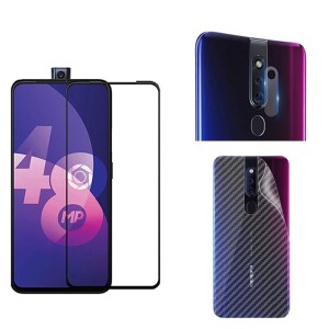 Bouclier® [3 in 1] 9H Full Tempered Glass + Clear Transparent Skin + Camera Lens Protector For Oppo F11 Pro