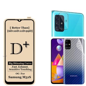 Bouclier® [3 in 1] 9H Full Tempered Glass + Clear Transparent Skin + Camera Lens Protector For Samsung Galaxy M31s