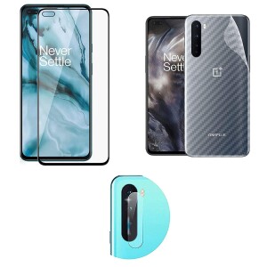 Bouclier® [3 in 1] 9H Full Tempered Glass + Clear Transparent Skin + Camera Lens Protector For OnePlus Nord