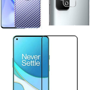 Bouclier® [3 in 1] 9H Full Tempered Glass + Clear Transparent Skin + Camera Lens Protector For OnePlus 9