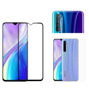 Bouclier® [3 in 1] 9H Full Tempered Glass + Clear Transparent Skin + Camera Lens Protector For Realme X2