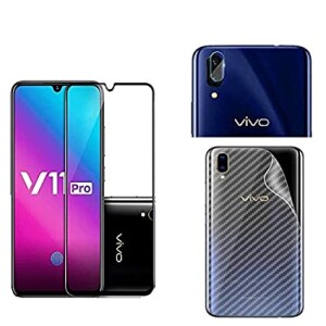 Bouclier® [3 in 1] 9H Full Tempered Glass + Clear Transparent Skin + Camera Lens Protector For Vivo V11 Pro