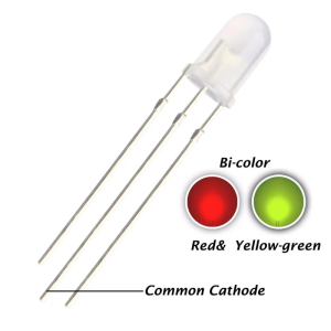 Bi-Colour LED 5mm ( Red &amp; Yellow Green) Common Cathode White Diffused Lens (Pack of 5)