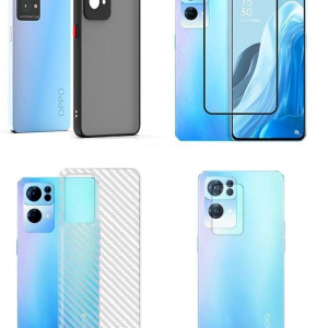 Bouclier® [4 in 1] Smoke Cover + Tempered Glass + Transparent Skin + Camera Lens Protector for Oppo Reno7 Pro 5G