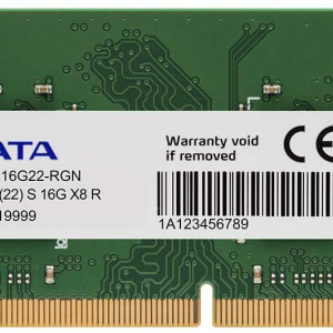 ADATA 16GB DDR4 3200 (PC4-25600) SODIMM 260-Pin Laptop Memory Module Single Rank (AD4S3200716G22-RGN)