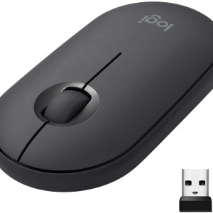 Logitech Pebble M350 Wireless Mouse with Bluetooth or USB - Silent, Slim Computer Mouse with Quiet Click for Laptop, Notebook, PC and Mac - Graphite